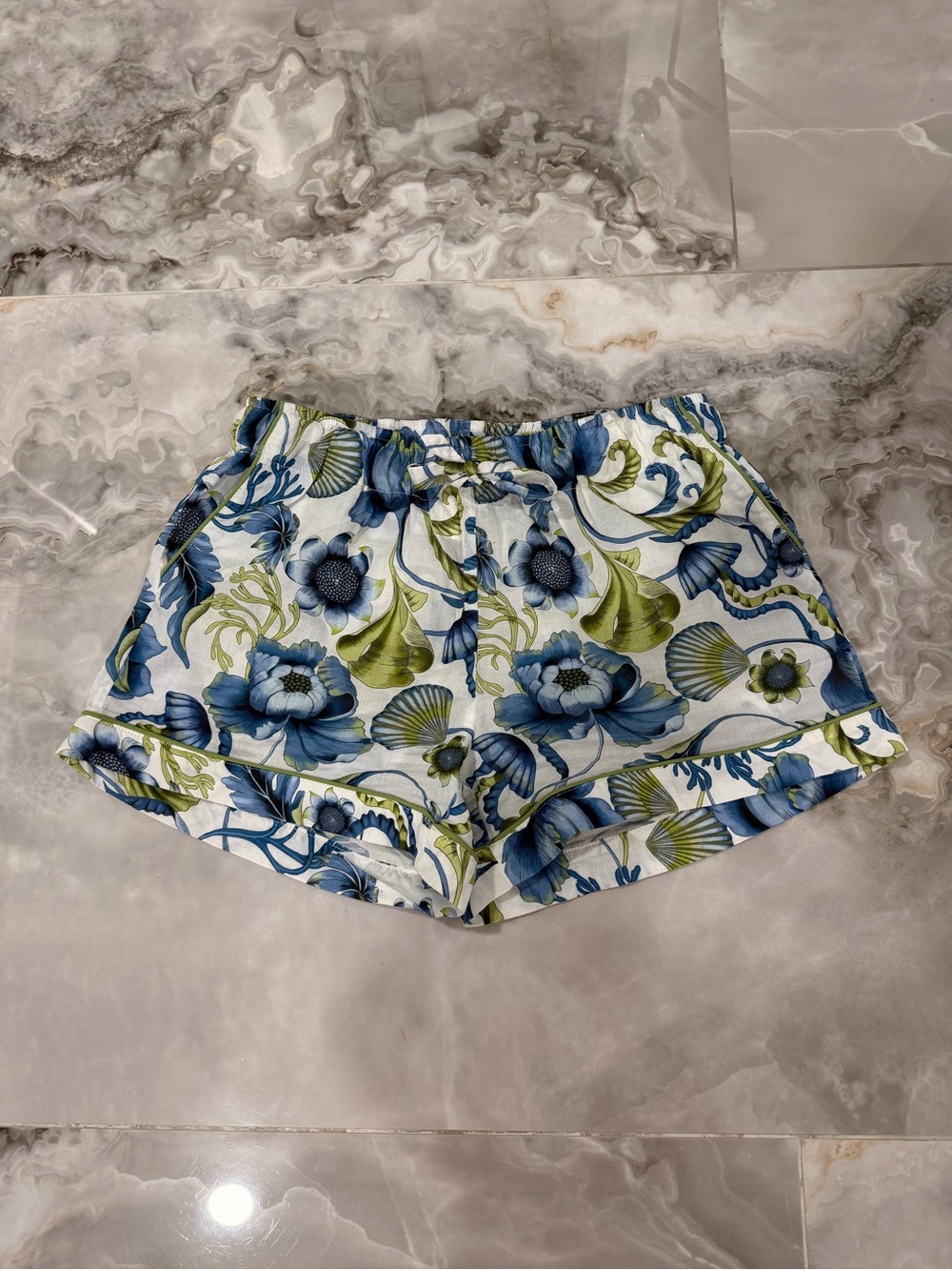 Women's Blue & Green Floral Athletic Shorts